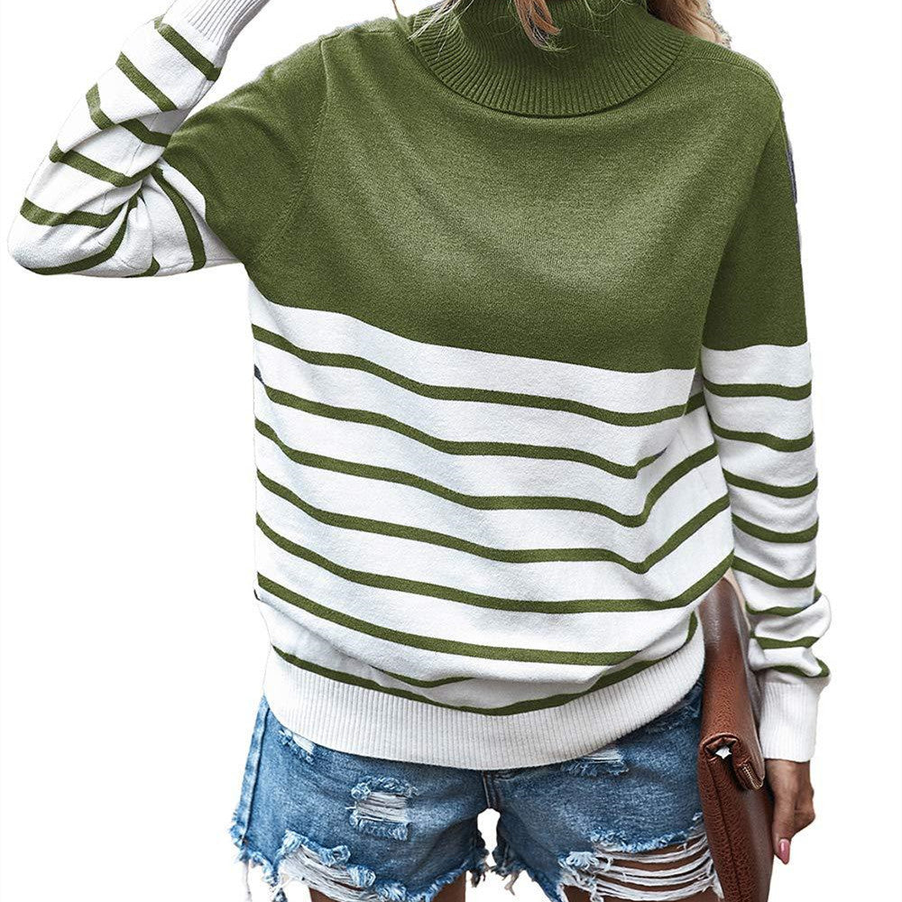 Women's Striped Color Matching Sweater