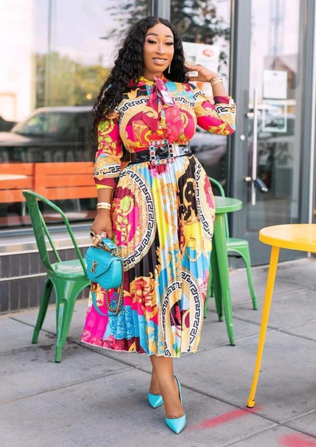 Fashion print plus size dress