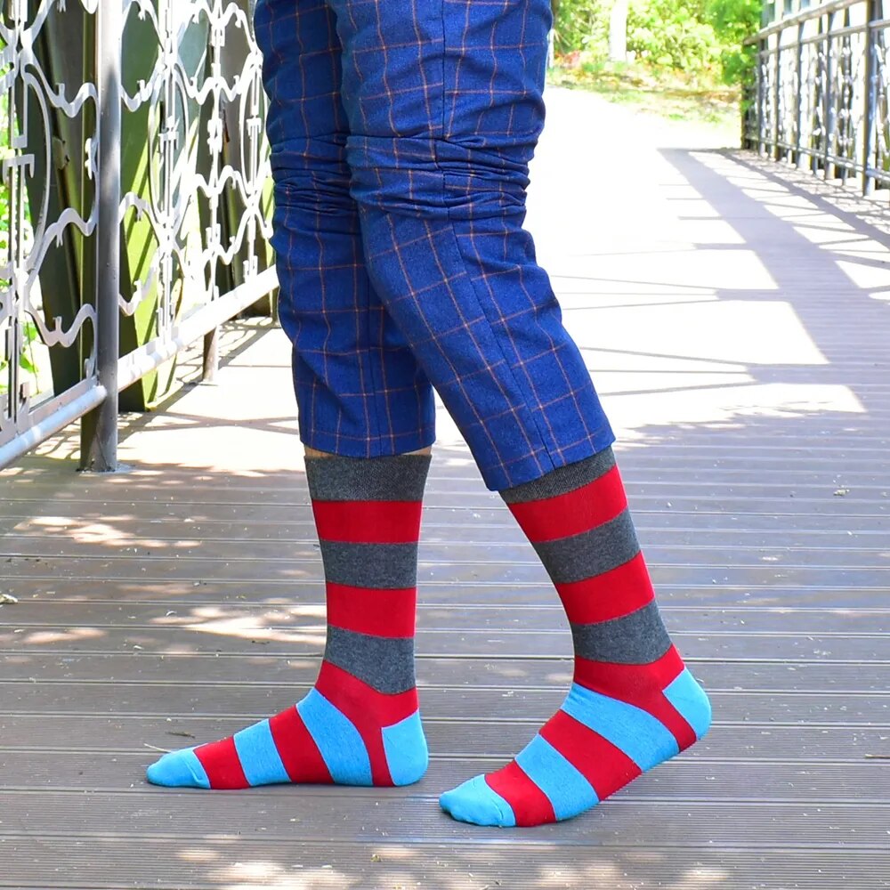 Men's Socks New High Quality Brand Classic Striped Socks Combed cotton Colorful Happy Fashion Casual harajuku Socks Men