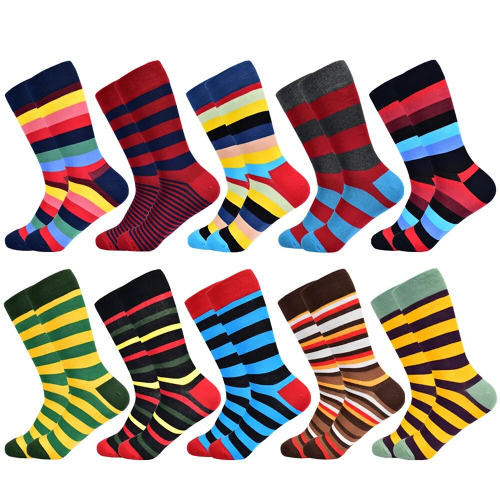 Men's Socks New High Quality Brand Classic Striped Socks Combed cotton Colorful Happy Fashion Casual harajuku Socks Men