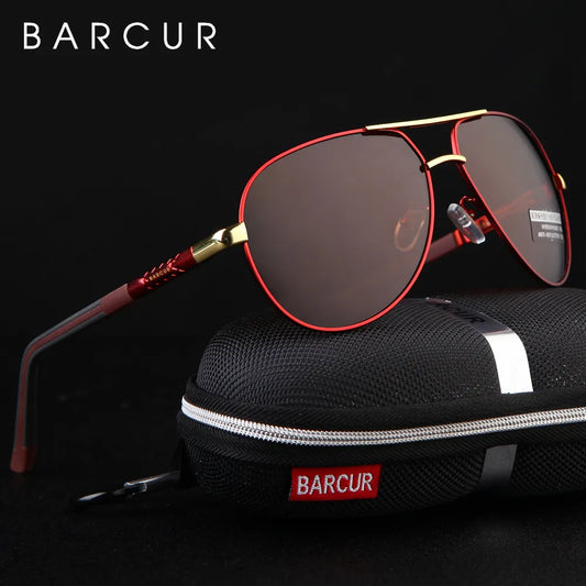 BARCUR Aluminum Vintage Men's Sunglasses - Siver Black Gray T