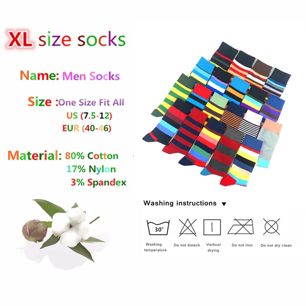 Men's Socks New High Quality Brand Classic Striped Socks Combed cotton Colorful Happy Fashion Casual harajuku Socks Men